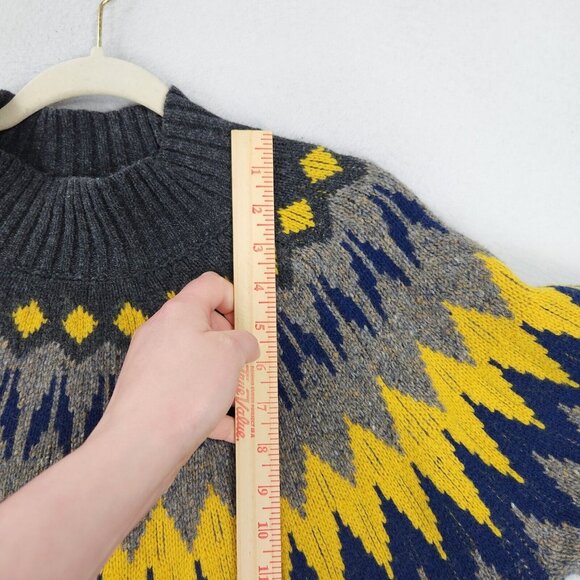 Obermeyer Sweater Womens Extra Large Gray Ivy Mock Neck Wool Fair Isle Pullover - Picture 4 of 11